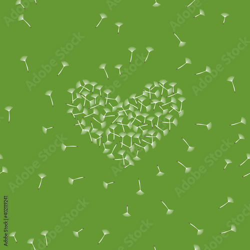 dandelion fluff heart seamless pattern