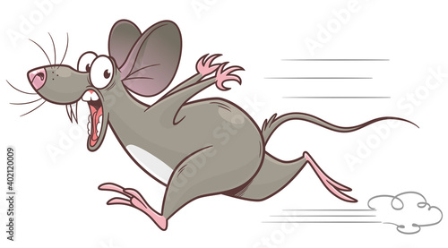 Scared running pest mouse cartoon vector illustration. Cartoon pest mouse series.