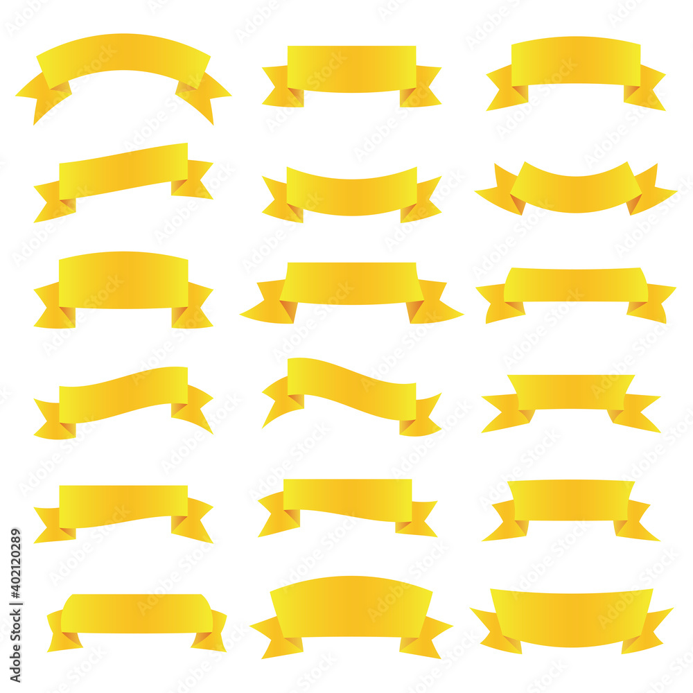 Golden ribbon set , sign symbol vector illustration