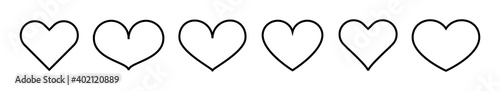 Heart linear icon. Set thin line heart icons isolated. Concept of love. Vector design elements on white background.