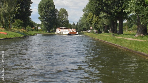 Passenger Ship Going Through Canal POV