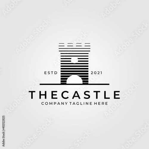 line art Castle logo vector illustration design, creative logo , monoline logo