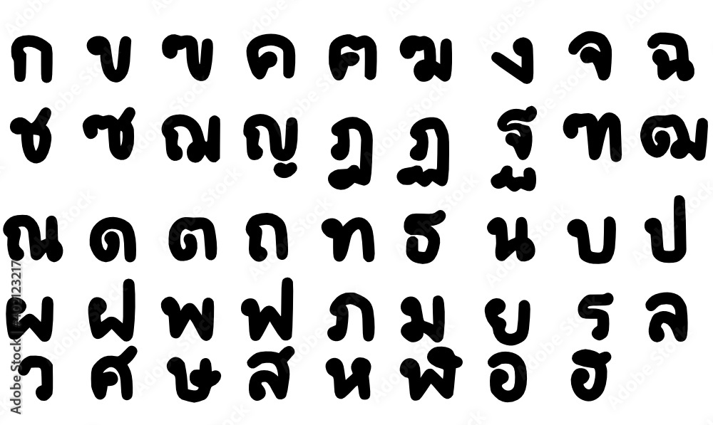 Vector font.Alphabet set.There are 44 Thai consonants.