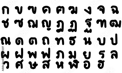 Vector font.Alphabet set.There are 44 Thai consonants.