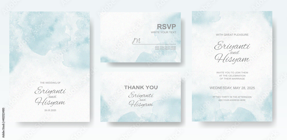 Watercolor wedding invitation card