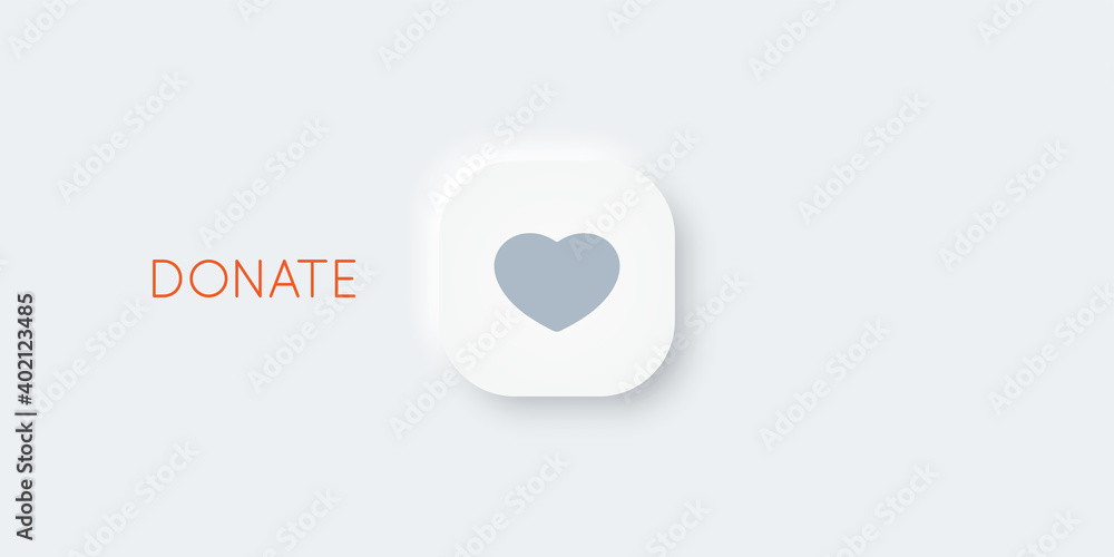 Donate button icon with heart. Vector