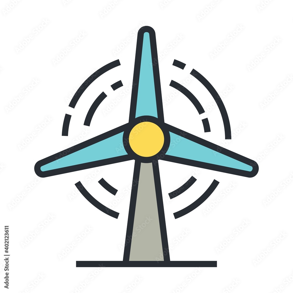 Wind turbine icon. Renewable energy flat vector illustration. Wind turbine icon. Renewable energy flat vector illustration.