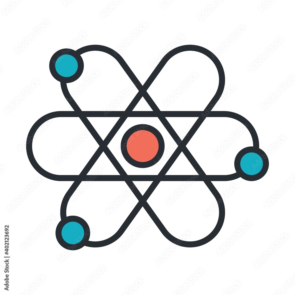 Atom structure icon in flat design style. Chemistry, physics concept element vector illustration. Scientific logo design element for web and mobile apps. Atom structure icon in flat design style. Chemistry, physics concept element vector illustration. Scientific logo design element for web and mobile apps.