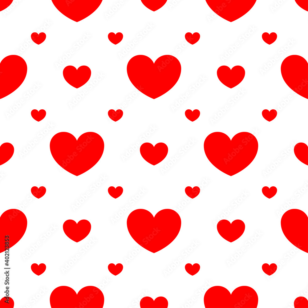 Seamless Patterns Flat Red Heart on white background vector illustration, valentine day Seamless Patterns Flat Red Heart on white background vector illustration, valentine day