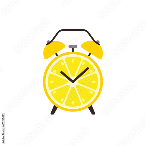 Lemon slice alarm clock concept flat design