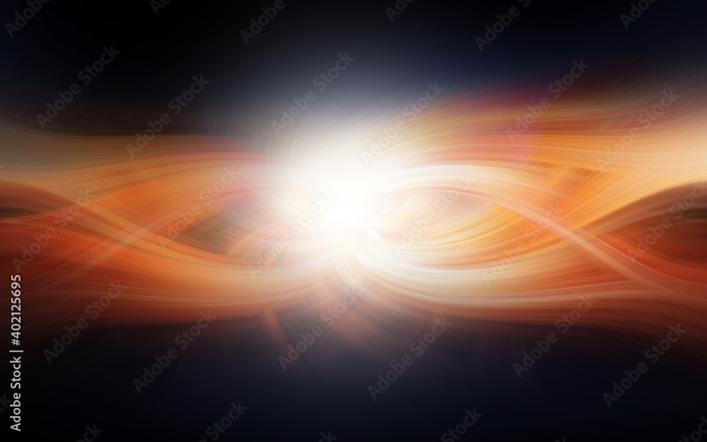 Obraz premium Fiery swirl abstract effect, orange and red shades on black backdrop.
