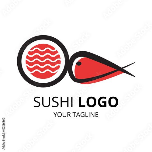 Sushi logo design vector. Japanese food logo design vector.