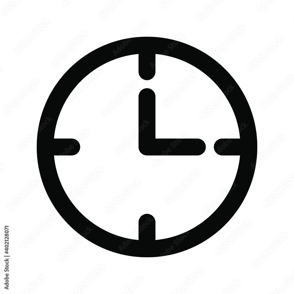 Clock Time Icon on white background. vector illustration