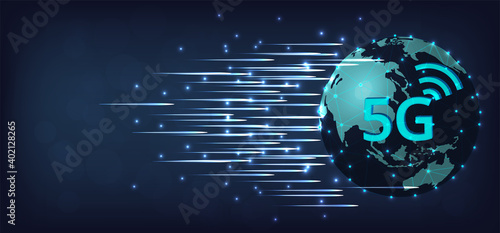 5G mobile network technology background. 5G network wireless with High speed connection Global network high speed innovation connection data rate technology vector illustration. 