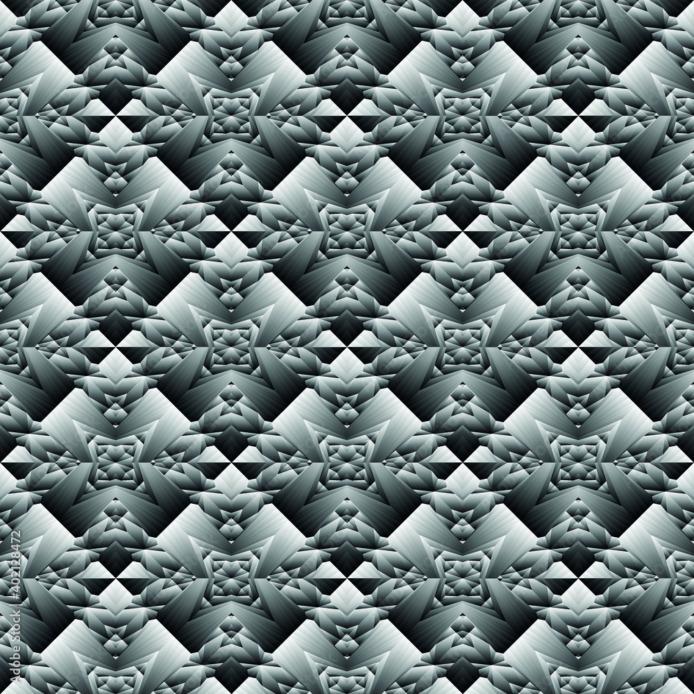 Obraz premium Geometric seamless pattern, ornament, abstract black and white background, fashion print, vector texture.