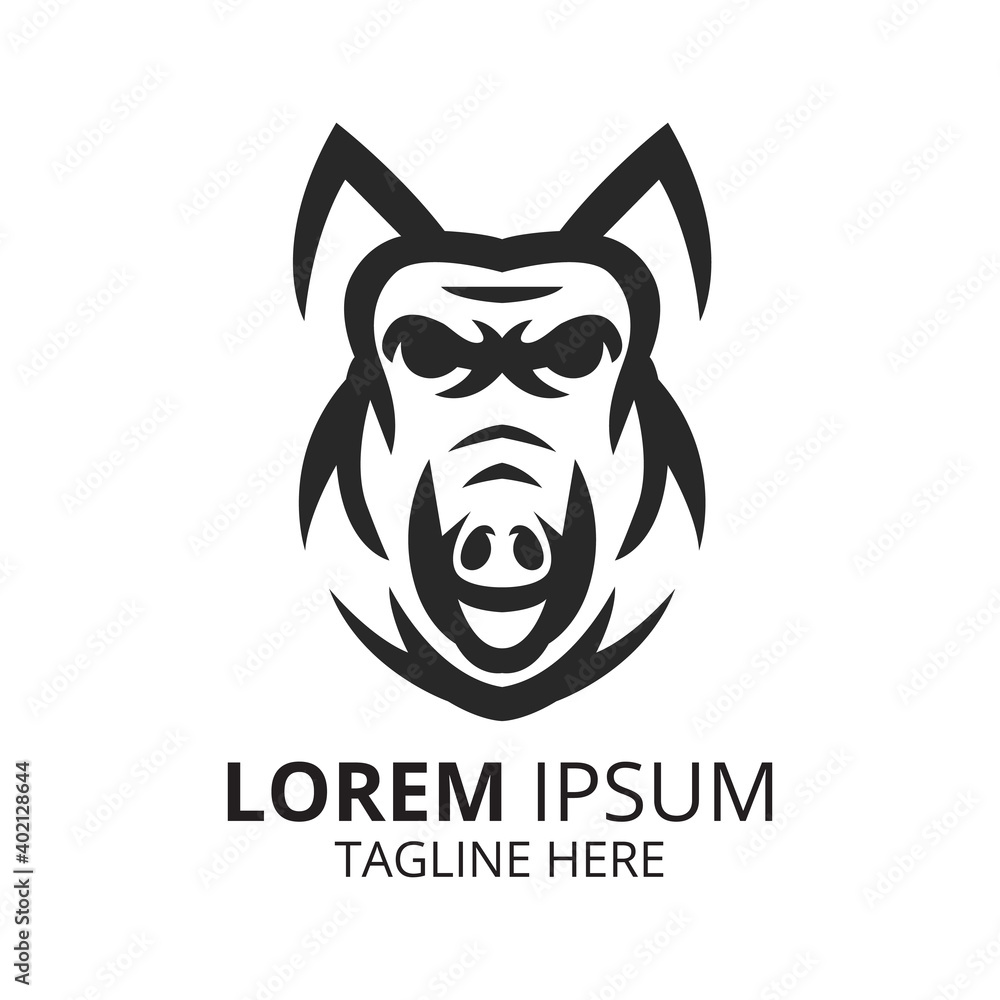 Boar head logo design vector template. Boar head logo design vector template.