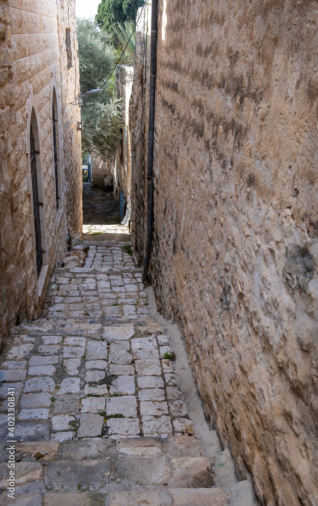 The narrow street at the Safed, The narrow street at the Safed,