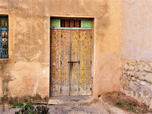 Yard blue door window Morocco