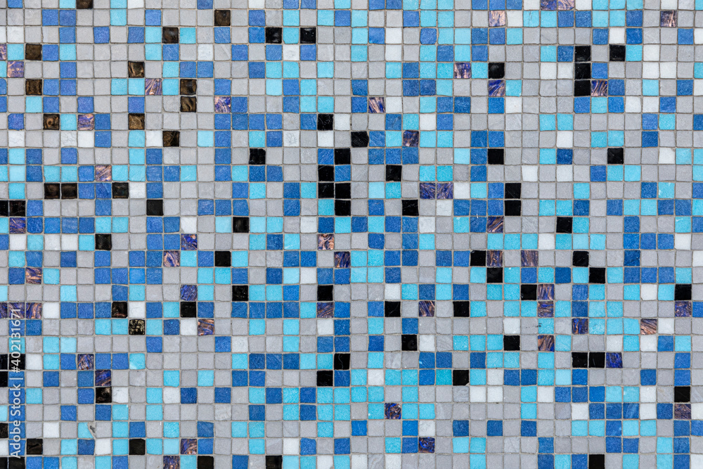 pattern of mosaic in blue colors with small square stones pattern of mosaic in blue colors with small square stones