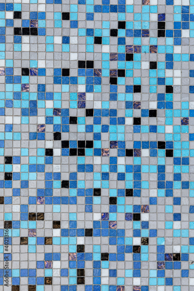pattern of mosaic in blue colors with small square stones pattern of mosaic in blue colors with small square stones