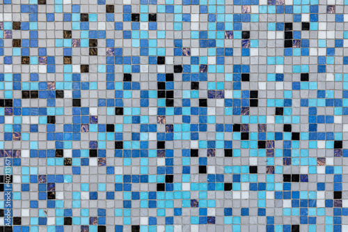 pattern of mosaic in blue colors  with small square stones