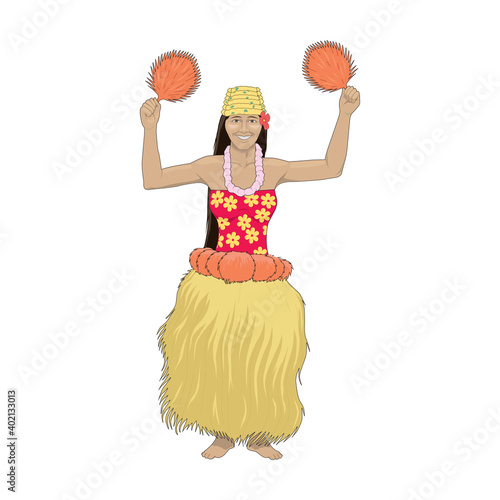 Hula dancer woman vector illustration isolated on a white background in EPS10