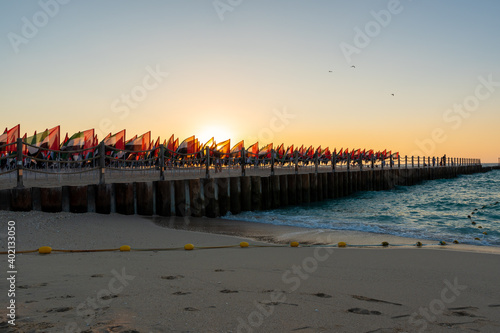 Canvas Print UAE Flag Day celebration with set up of Flag Garden, located at Kite Beach, Dubai