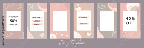 Social media templates with Love theme for mobile.