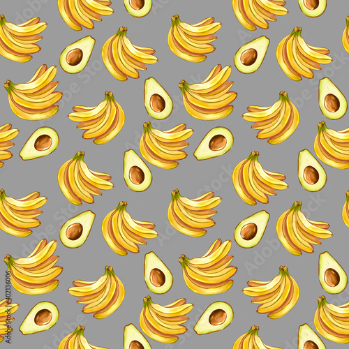 healthy food. Avocado print. Seamless pattern