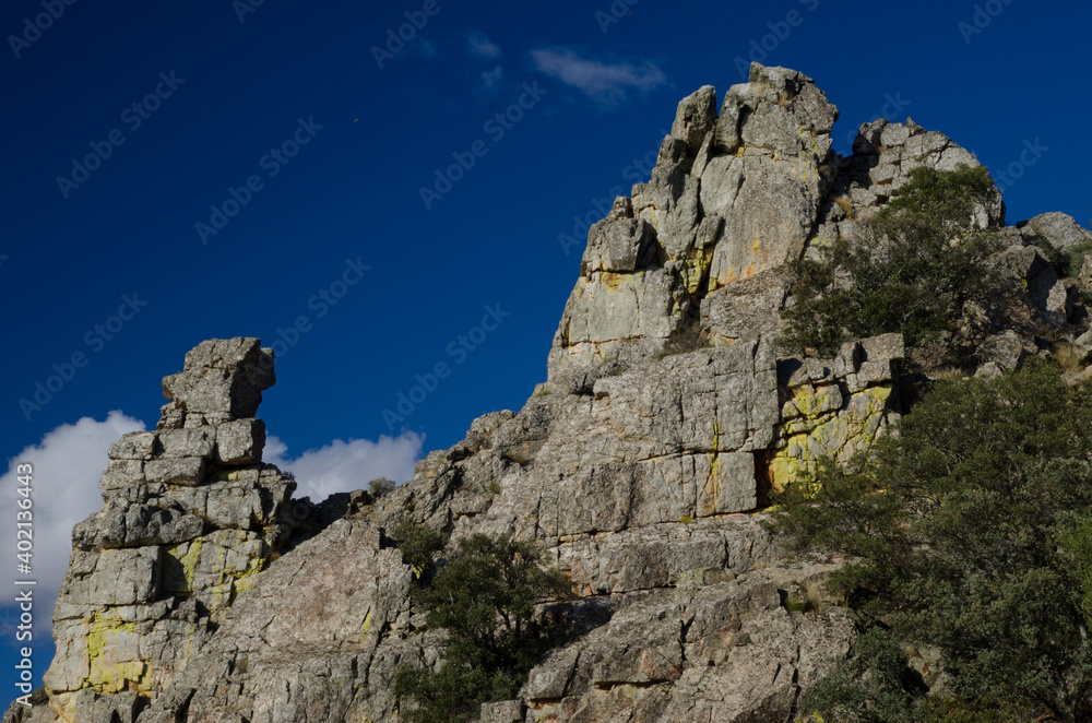 Cliff in El Salto del Gitano. Monfrague National Park. Caceres. Extremadura. Spain.