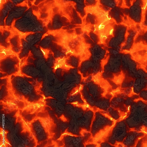 Seamless magma or lava texture, melting flow. Red hot molten lava flow