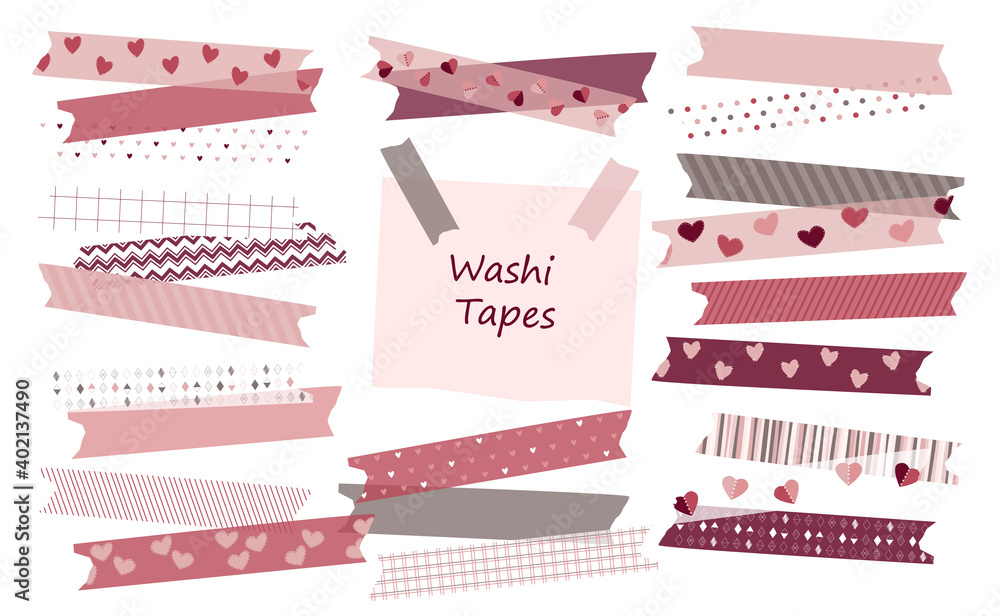 Set of washi tape. Valentine's day scrapbooking. Set of washi tape. Valentine's day scrapbooking.