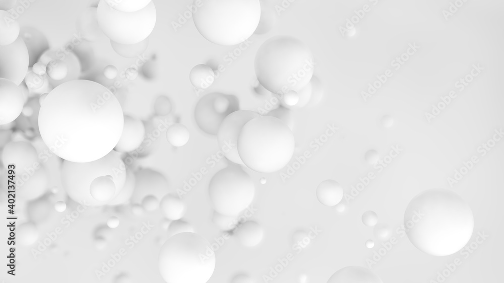 Abstract white floating spheres