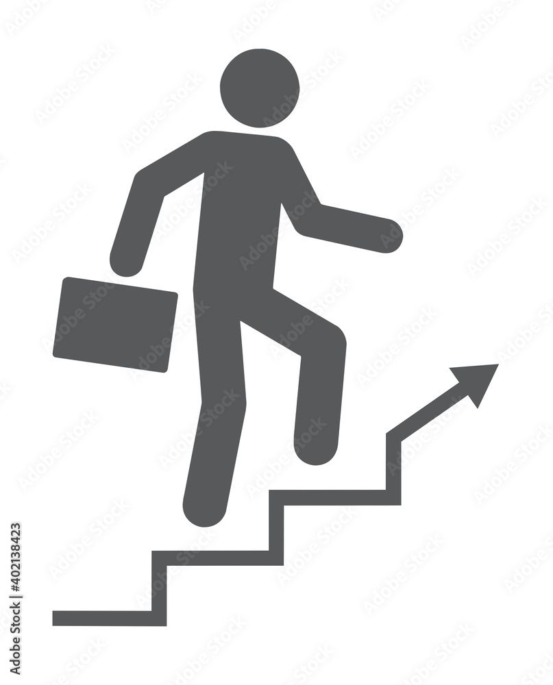 Black flat Icon of the person who climbs the stairs Black flat Icon of the person who climbs the stairs