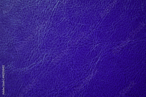 Close up of blue leather texture. Grunge skin fabric background.