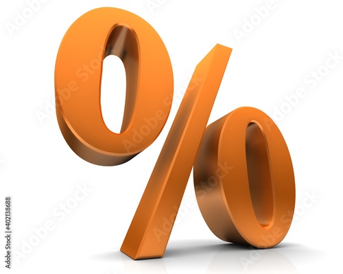 Percentage percent per cent % sign percentile symbol orange 3d