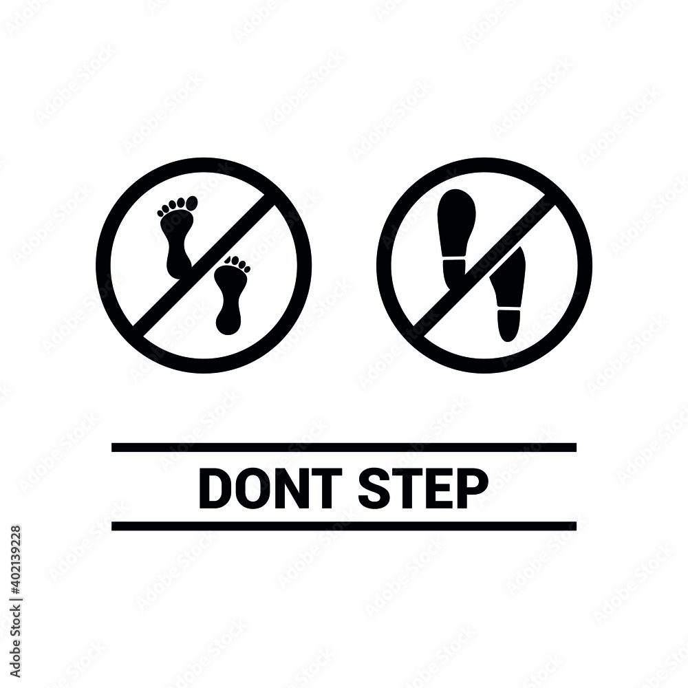 Vector image. No stepping icon. Image of prohibition sign. Vector image. No stepping icon. Image of prohibition sign.