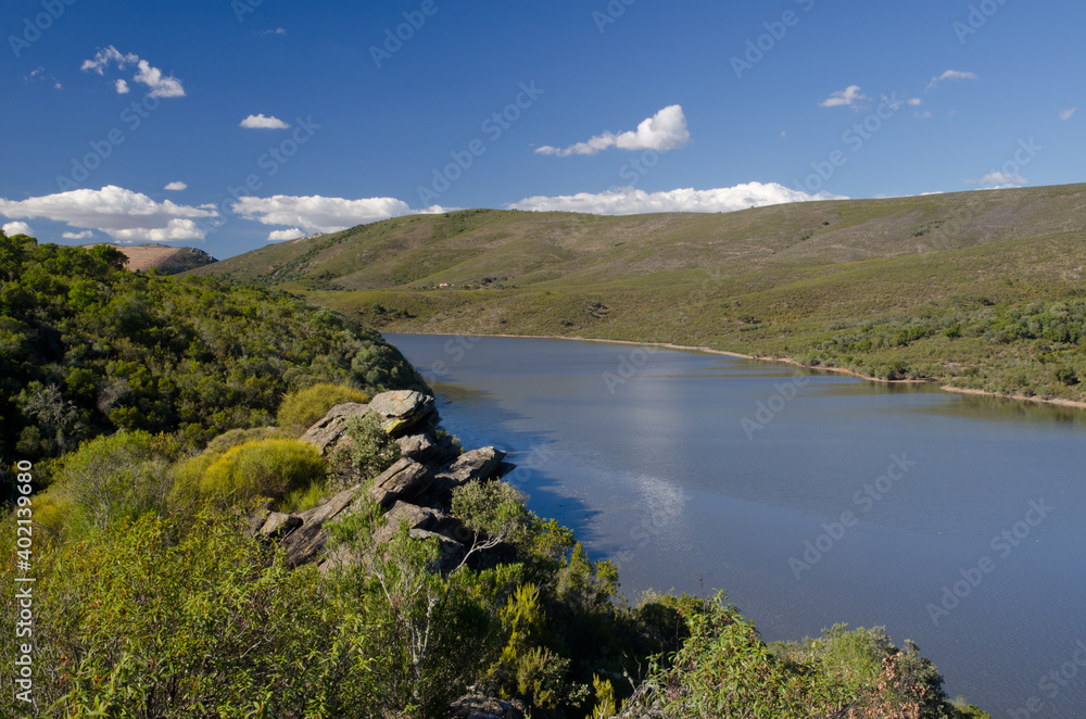 Landscape in the Torrejon Tietar reservoir. Monfrague National Park. Caceres. Extremadura. Spain.