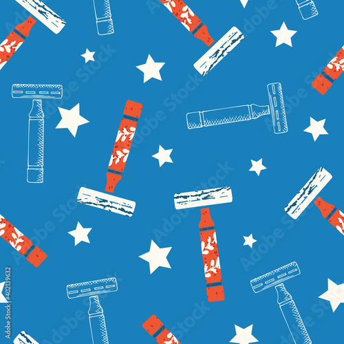 Shaving Razor Vector Seamless Pattern