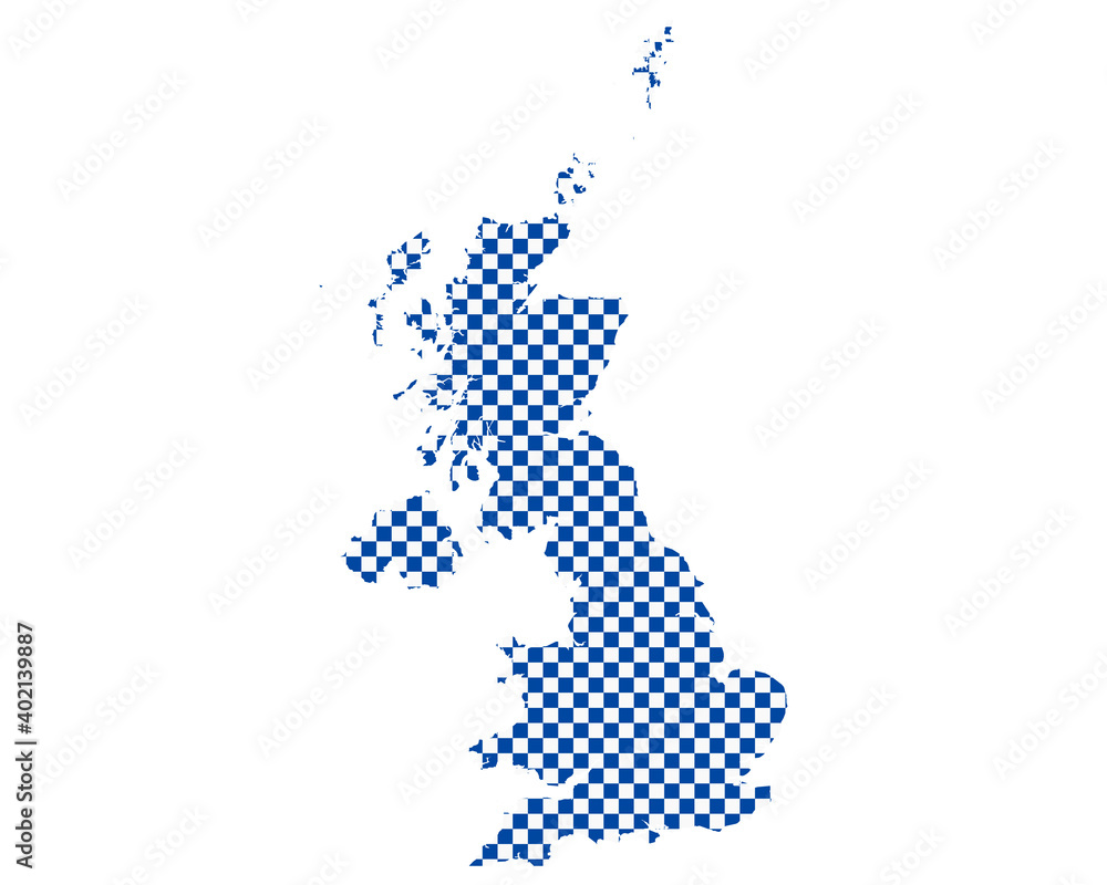 Fototapeta premium Karte von Grossbritannien in Schachbrettmuster