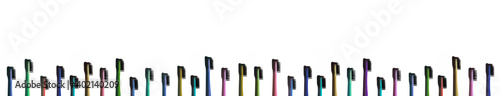 Toothbrushes on white background. long banner