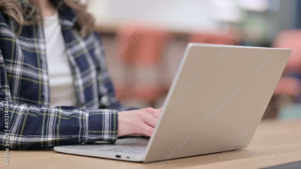 Female Hands Typing on Laptop, Close up Female Hands Typing on Laptop, Close up