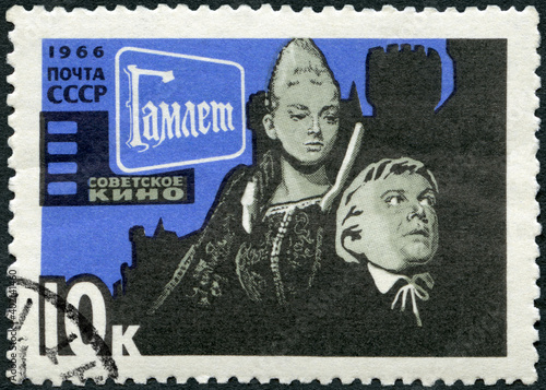 USSR - 1966: shows Hamlet and Queen from film, Film Scene, 1966 photo