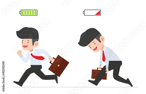 Full of energy and tired businessman  vector concept