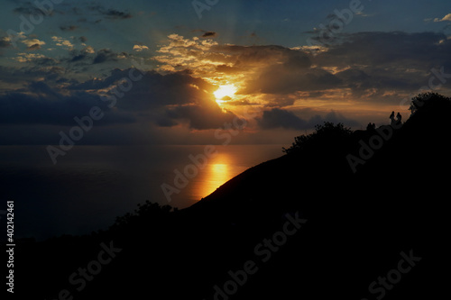 Εκτύπωση καμβά The sunrise over the Sea of Galilee and the silhouette of Golan Heights
