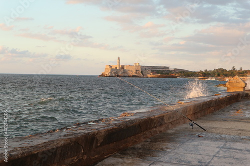 Fototapeta Naklejka Na Ścianę i Meble -  Sunset of Malecon in Havana, Cuba.
Malecon mean seawall.