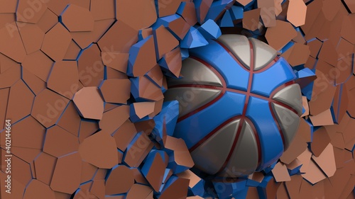 Basketball and Particles. 3D illustration. 3D high quality rendering. 3D CG.  © DRN Studio