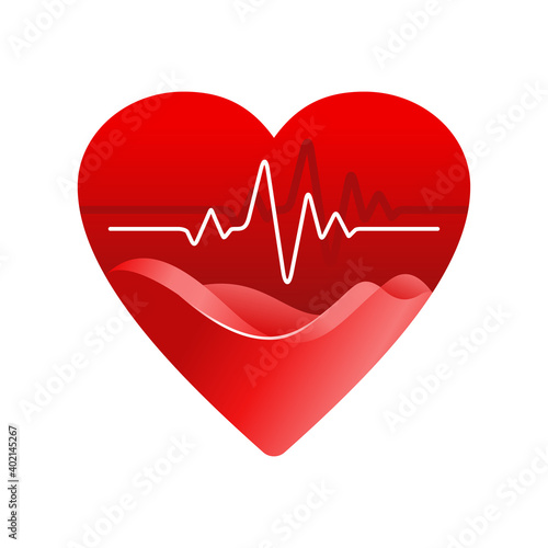 Cardiology logo - heart care isolated vector icom