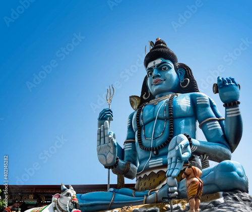 Close up of God Shiva statue at Hindu temple in Trincomalee, Sri Lanka