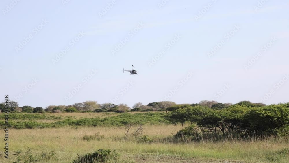 Helicopter flying in Game Reserve Helicopter flying in Game Reserve